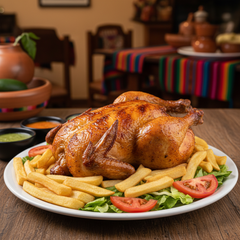 Pollo a las brasas vista frontal