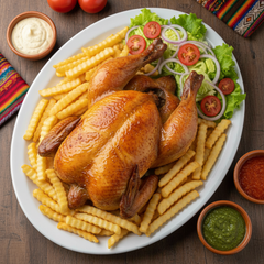 Pollo a las brasas vista superior